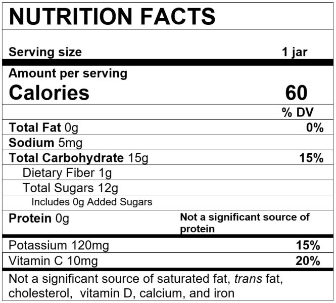 Nutrition Facts Apple Strawberry Banana